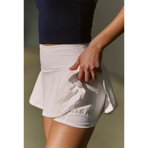 New Free People Movement Pleats and Thank You Skort Skirt Tennis White Large - Picture 11 of 12